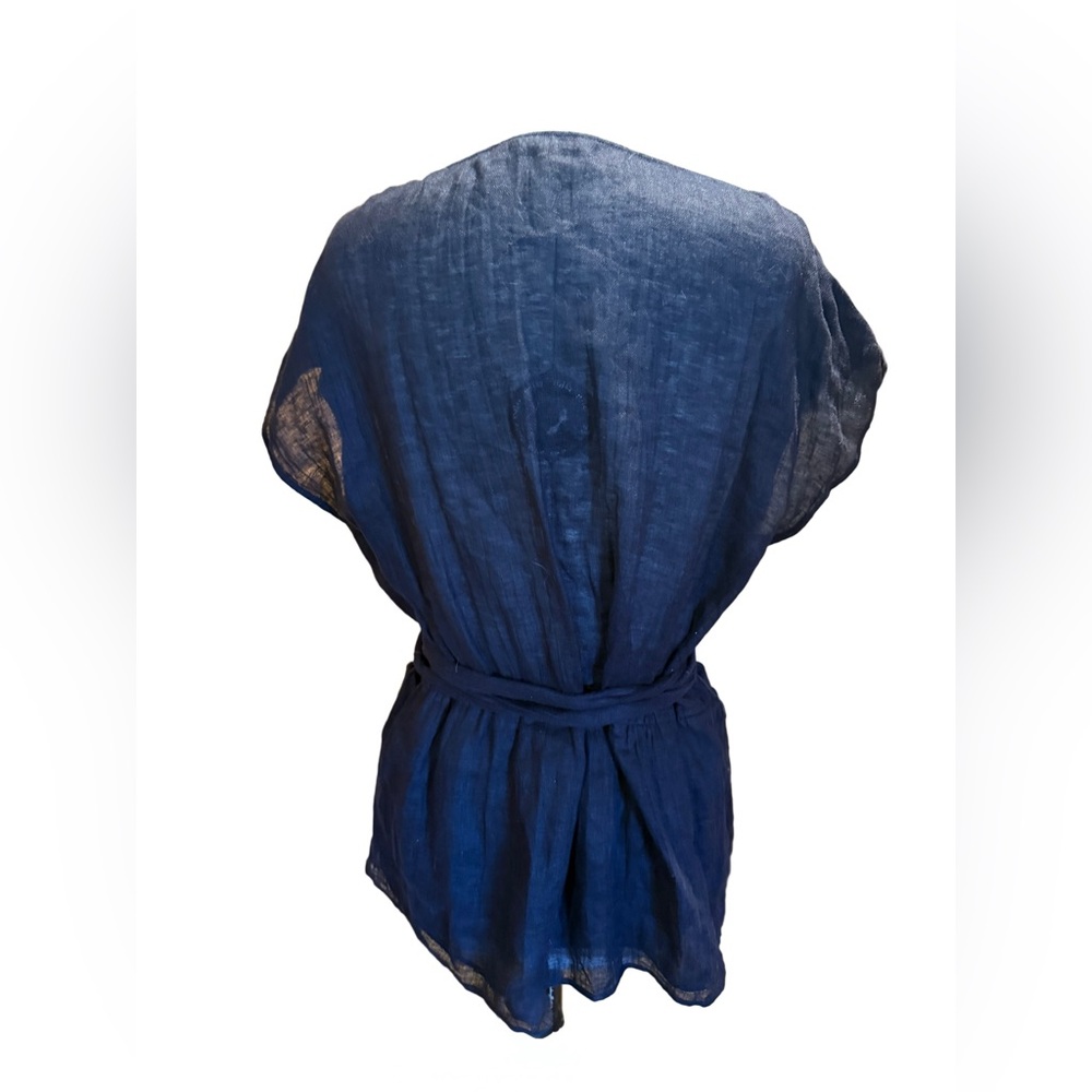 Lafayette 148 New York Deep Midnight Navy Blue 100% Italian Linen - Size 14 - Picture 2 of 11